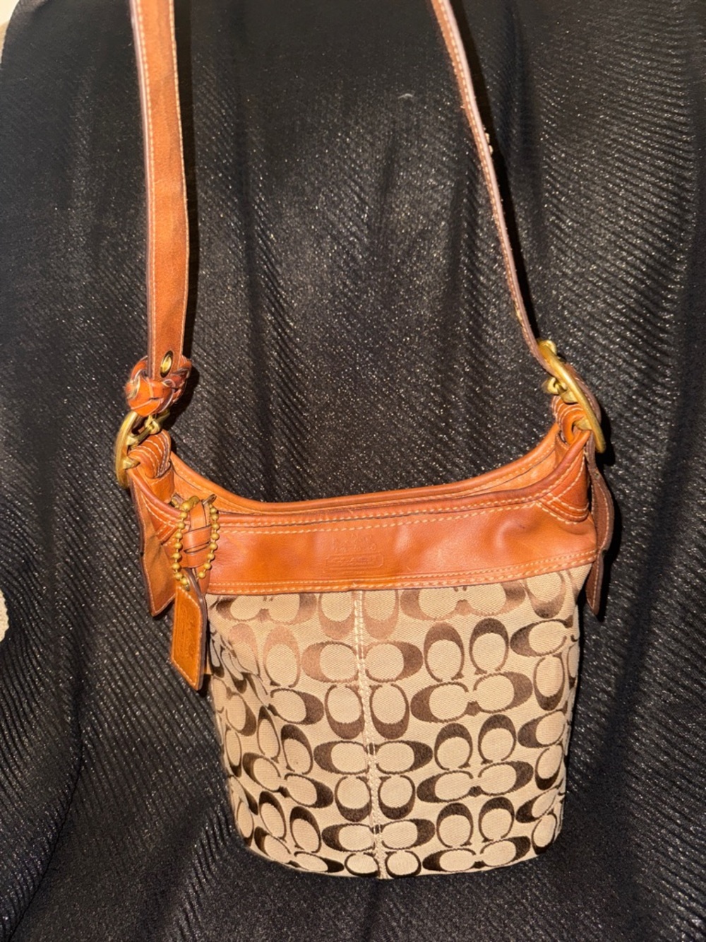 Coach Bleecker Leather & Signature Canvas Shoulder Bag